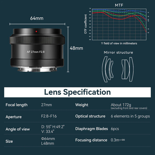 7Artisans AF27mm F2.8 Lens (Sony E)