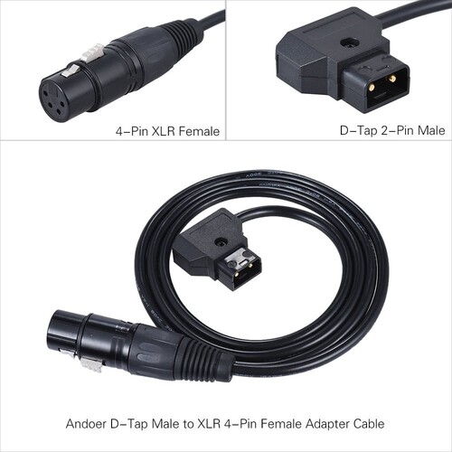 Andoer D-Tap Erkek - XLR 4-Pin Dişi Adaptör Güç Kaynağı Kablosu D4261