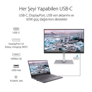 ASUS PROART PA278CV 27 2K IPS 2560x1440 5MS 75HZ DP HDMI USB Type-C - Thumbnail