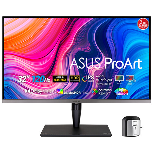 ASUS PROART PA32UCG-K 32 4K MINI LED IPS FREESYNC HDR 3840x2160 5MS 120HZ DP HDMI USB-C Thunderbolt 3 VESA HLG, DOBLY VISION, DONANIM KALIBRASYONU, UHD PREMIUM Monitör