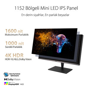 ASUS PROART PA32UCG-K 32 4K MINI LED IPS FREESYNC HDR 3840x2160 5MS 120HZ DP HDMI USB-C Thunderbolt 3 VESA HLG, DOBLY VISION, DONANIM KALIBRASYONU, UHD PREMIUM Monitör - Thumbnail