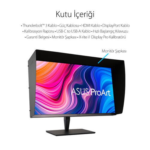 ASUS PROART PA32UCG-K 32 4K MINI LED IPS FREESYNC HDR 3840x2160 5MS 120HZ DP HDMI USB-C Thunderbolt 3 VESA HLG, DOBLY VISION, DONANIM KALIBRASYONU, UHD PREMIUM Monitör