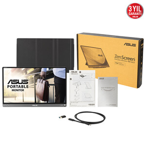 ASUS ZENSCREEN MB16ACE 15,6 TASINABILIR USB MONITOR IPS 1920x1080 5MS USB Type-C - Thumbnail