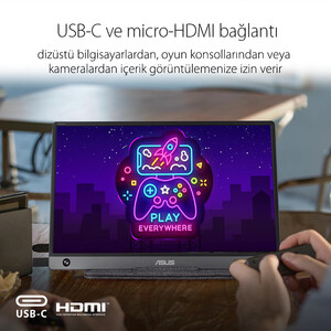 ASUS ZENSCREEN MB16AH 15,6 IPS 1920x1080 5MS Micro-HDMI USB-C MAT EKRAN, EYECARE Taşınabilir USB Monitör - Thumbnail