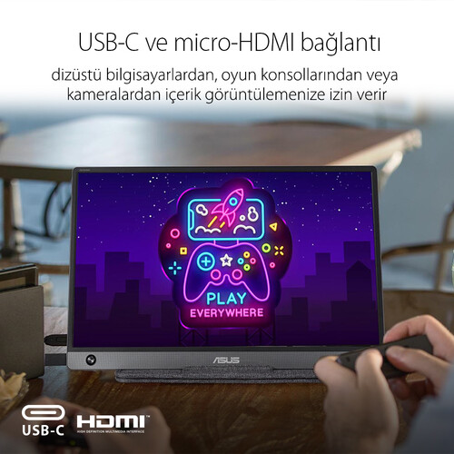 ASUS ZENSCREEN MB16AH 15,6 IPS 1920x1080 5MS Micro-HDMI USB-C MAT EKRAN, EYECARE Taşınabilir USB Monitör