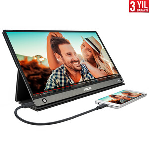 ASUS ZENSCREEN MB16AHP 15,6 IPS 1920x1080 5MS Micro-HDMI USB-C DAHILI BATARYA, USB-C TO A ADAPTOR, EYECARE Taşınabilir USB Monitör - Thumbnail