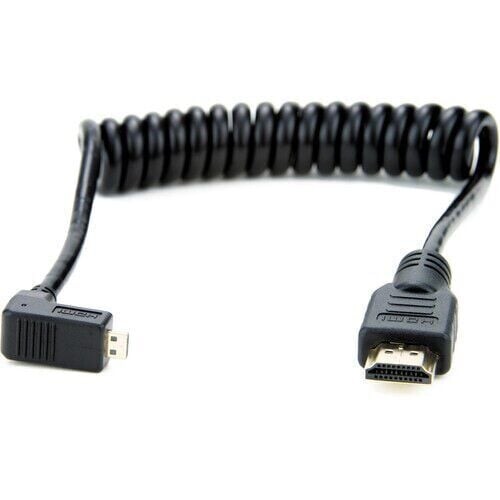 Atomos ATOMCAB007 – Sarmal Sağ Açılı Micro-HDMI (Type-D) – HDMI (Type-A) Kablo (30–45 cm)