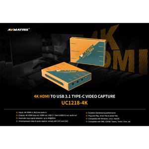 AVMatrix UC1218-4K HDMI - USB-C 3.1 Capture Kart - Thumbnail