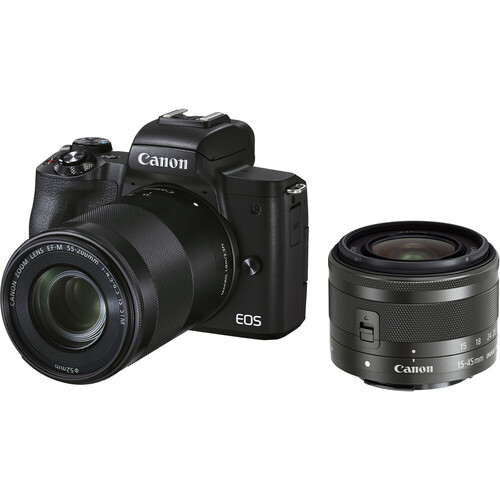 Canon EOS M50 Mark II EF-M 15-45mm 55-200mm IS STM Lens Kit Aynasız Fotoğraf Makinesi