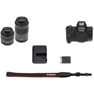 Canon EOS M50 Mark II EF-M 15-45mm 55-200mm IS STM Lens Kit Aynasız Fotoğraf Makinesi - Thumbnail