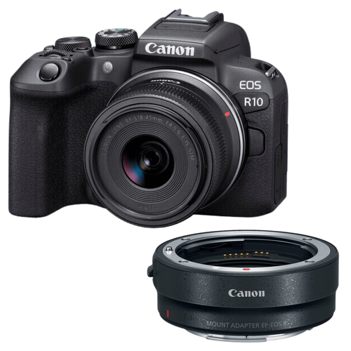 Canon EOS R10 18-45mm Aynasız Fotoğraf Makinesi (EF to EOS R Adaptör İle Birlikte)