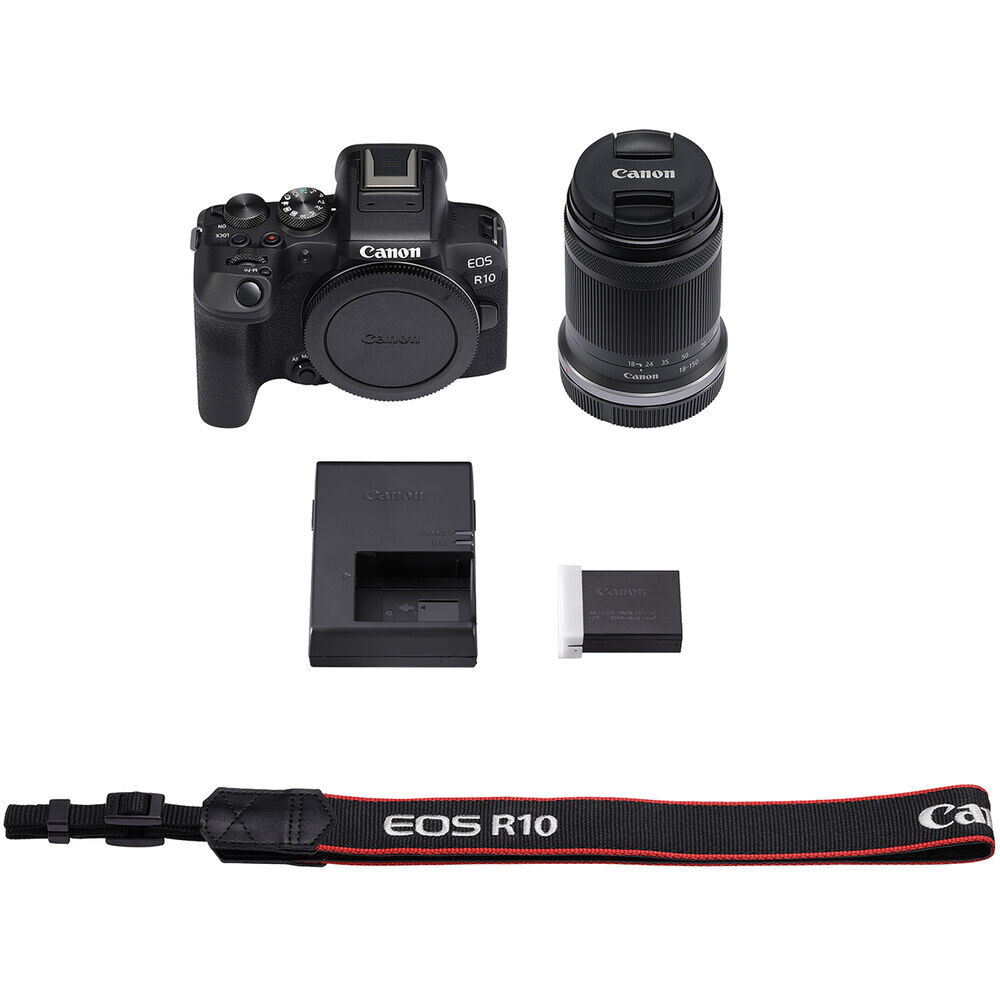 Kutu içeriği EOS R10 aynasız body, lens ve lens aksesuarları