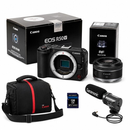 Canon EOS R50 V + RF 50mm f1.8 FotoVlog Kit 1