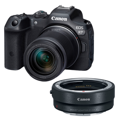 Canon EOS R7 18-150mm Aynasız Fotoğraf Makinesi (EF to EOS R Adaptör İle Birlikte)