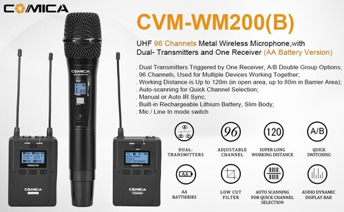 CoMica CVM-WM200B Çiftli EL /Yaka Mikrofonu