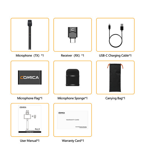 COMICA Revo S Kablosuz EL Mikrofonu USB-C Girişli Telefonlar için