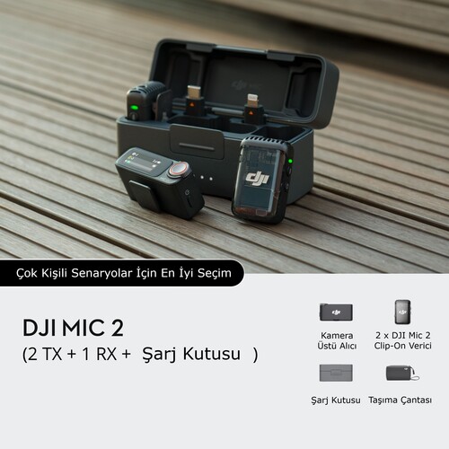 DJI Mic 2 Kablosuz Mikrofon Seti (2 Kişilik)