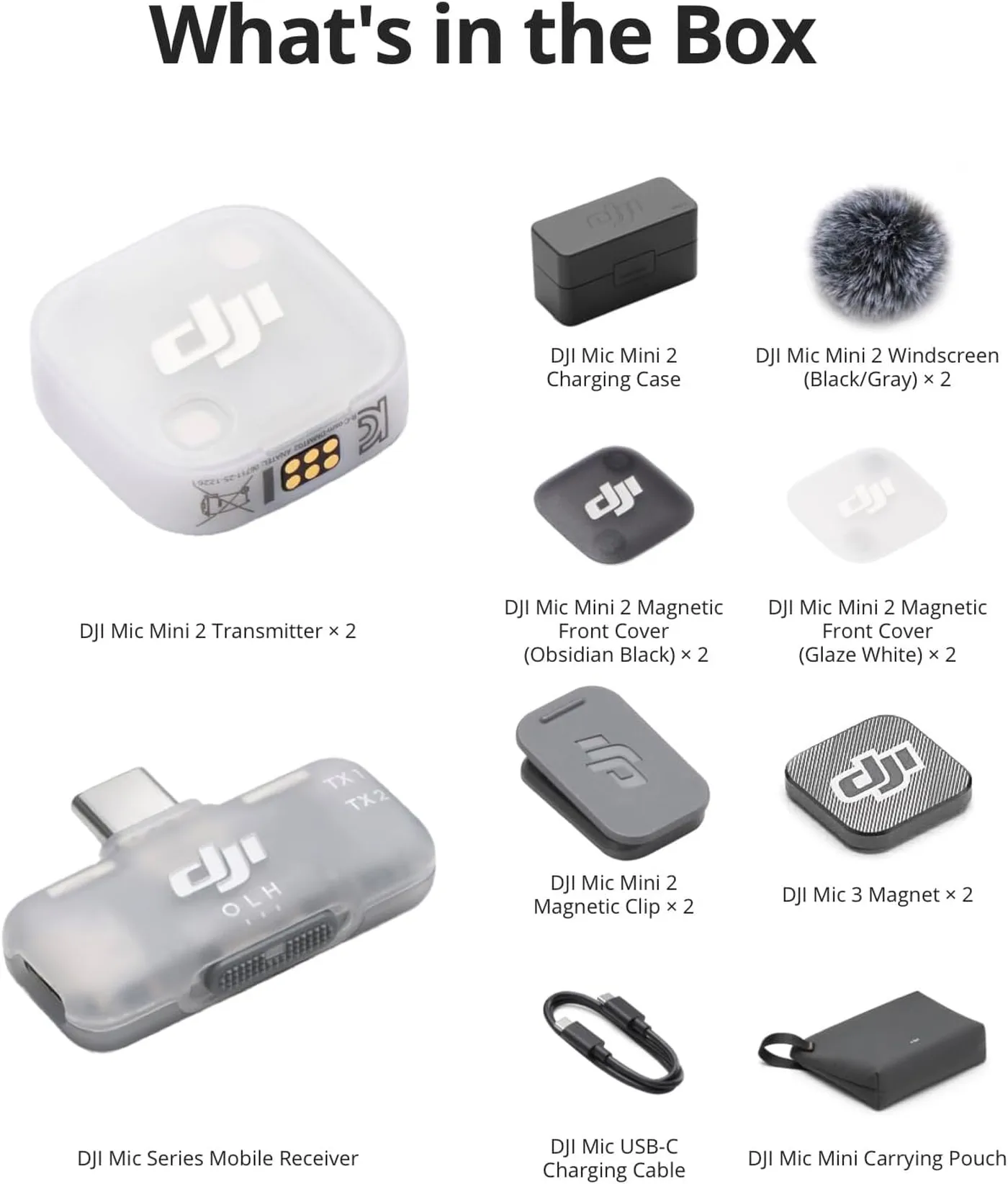 DJI Mic Mini 2 Kablosuz Yaka Mikrofonu (1 Mobil Alıcı + 2 Verici)