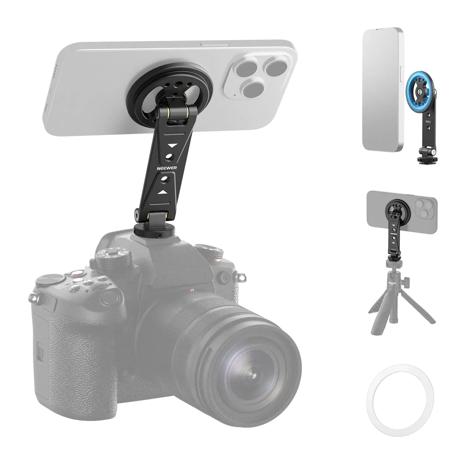 Neewer - Neewer DS031 Profesyonel Manyetik Telefon Tripod Bağlantı Aparatı