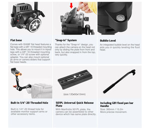 E-Image GH04F & GA230 Tripod Kit - Yükseklik 244cm - EG04FA3 - Thumbnail