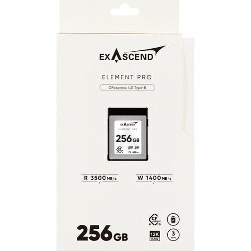 Exascend 256GB Element Pro CFexpress 4.0 Type B Hafıza Kartı 3500 Mb/S Okuma - 1400 Mb/s Yazma Hızı