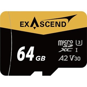 Exascend - Exascend Catalyst microSD V30, A2 64GB, w/ adapter - 175MB/S Read -150MB/S Write (1)