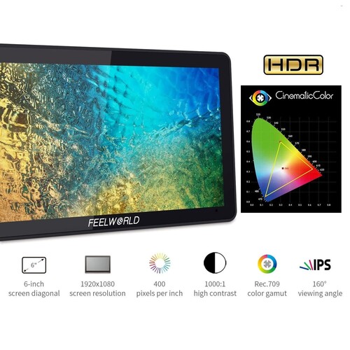 FEELWORLD F6 PLUS 6 inç 3D LUT Kamera Alan Monitörü 1920x1080 HD 4K HDMI