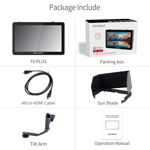 FEELWORLD F6 PLUS 6 inç 3D LUT Kamera Alan Monitörü 1920x1080 HD 4K HDMI