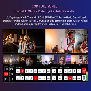 FEELWORLD L4 Çoklu Kamera Video Mikseri 10.1''Dokunmatik Ekran - Thumbnail
