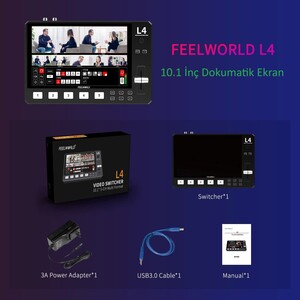 FEELWORLD L4 Çoklu Kamera Video Mikseri 10.1''Dokunmatik Ekran - Thumbnail