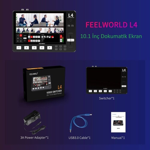 FEELWORLD L4 Çoklu Kamera Video Mikseri 10.1''Dokunmatik Ekran
