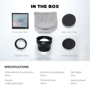 Freewell 1.5x Telephoto Lens for FUJIFILM X100 Series BLACK - Thumbnail