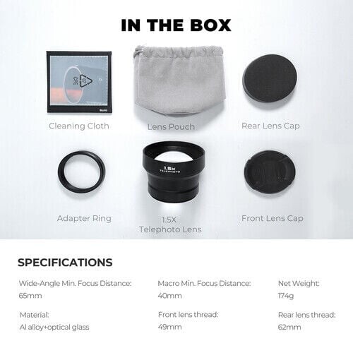 Freewell 1.5x Telephoto Lens for FUJIFILM X100 Series BLACK