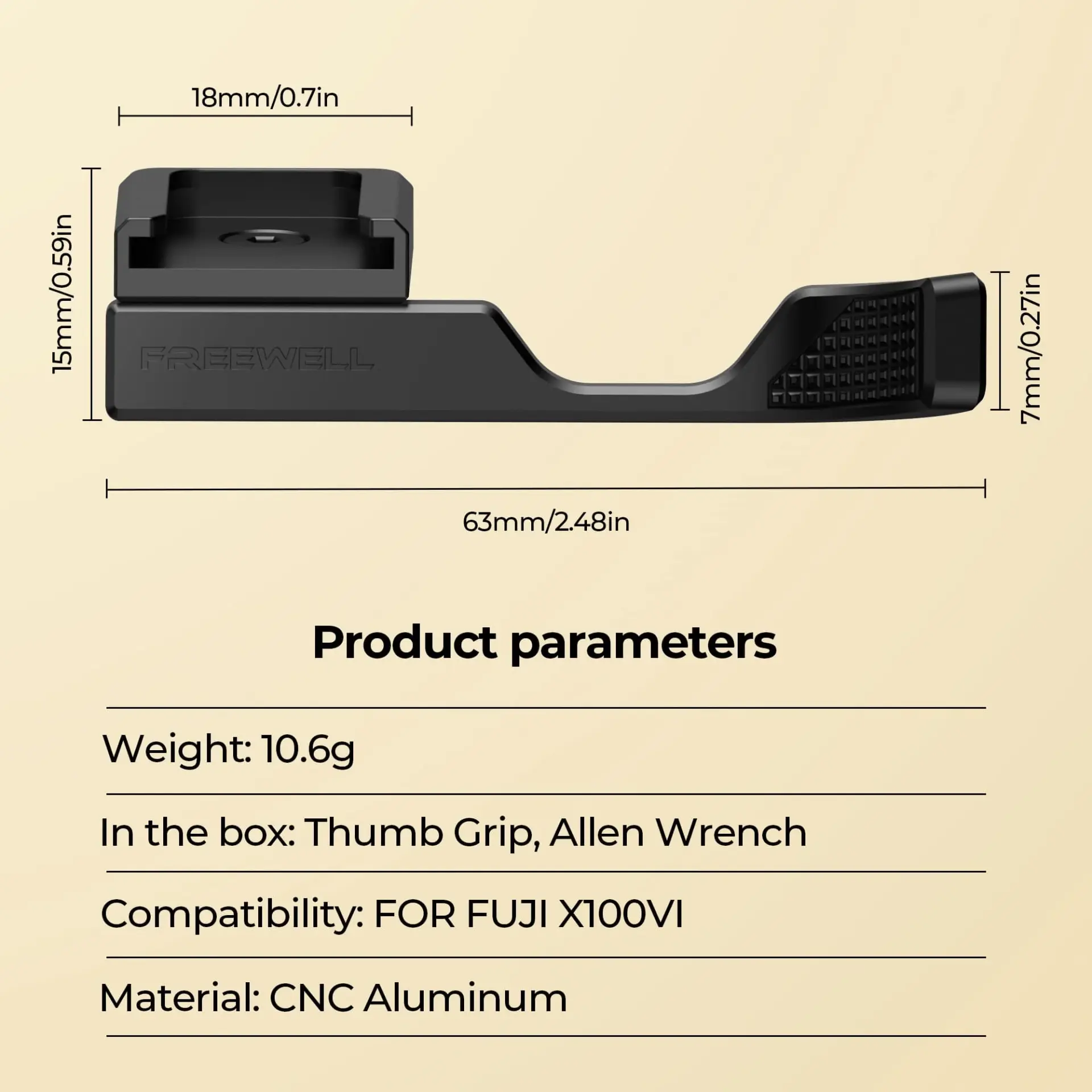 Freewell Fuji X100VI Thumb Grip with Cold Shoe Mount Siyah - Thumbnail