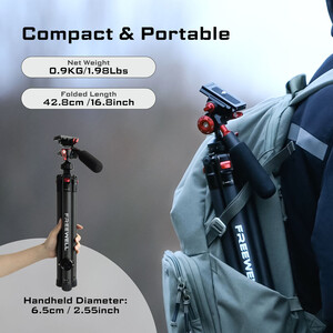 Freewell FW-T1 Carbon Fiber Real Travel Tripod - Thumbnail