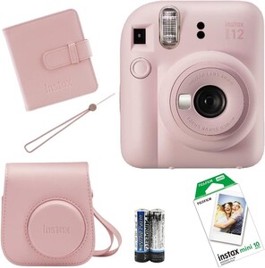 Fujifilm - Fujifilm Instax Mini 12 Fotoğraf Makinesi + Askı + Pil + 10’lu Film (Pembe)