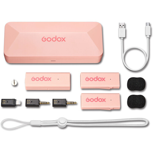 Godox MoveLink Mini Kablosuz Mikrofon Kit2 (Apple Uyumlu/Pembe)