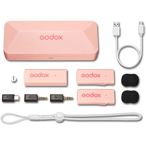 Godox MoveLink Mini Kablosuz Mikrofon Kit2 (Type-C Uyumlu/Pembe)