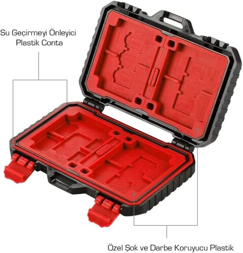 Gorilla Case SC33 Suya ve Darbelere Dayanıklı Çoklu Hafıza Kartı Taşıma Çantası (Kırmızı)