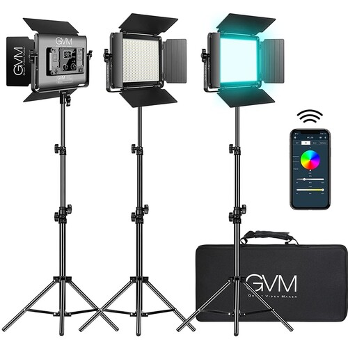 GVM 880RS Bi-Color & RGB LED Panel Video Işık 3'lü Set