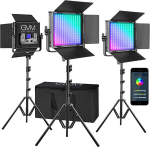 GVM 880RS Bi-Color & RGB LED Panel Video Işık 3'lü Set - Thumbnail