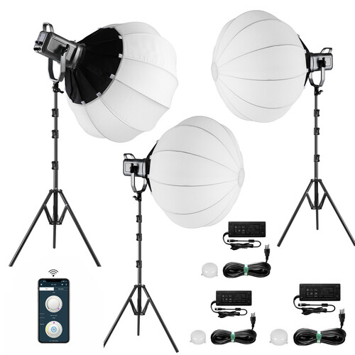 GVM PR150D Bi-Color LED Lantern Softbox Üçlü Video Işık Seti