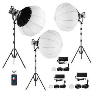 GVM - GVM PR150R Bi-Color & RGB Lantern Softbox Üçlü Video Işık Seti