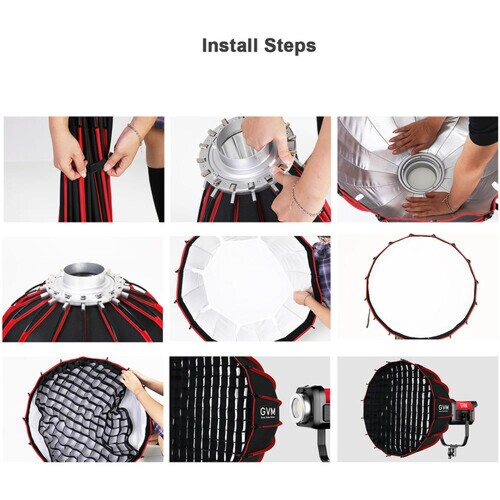 GVM Pro SD200B Bi-Color LED Video Spotlight COB Monolight with Softbox Set 1