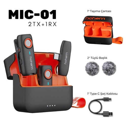 Hohem MIC-01 Wireless 2 Kişilik Yaka Mikrofonu (Type-C)