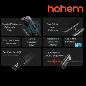 Hohem MIC-01 Wireless Yaka Mikrofonu (Lightning) - Thumbnail