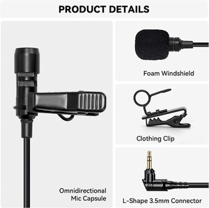 Hollyland - Hollyland HL-OLM02 Omnidirectional Lavalier Microphone Set (2-Pack, Black) (1)