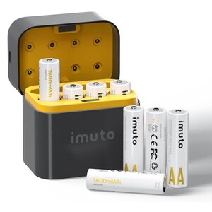 IMUTO - Imuto 3600 mWh AA Lityum Şarjlı Pil Seti (8’li) + 8 Yuvalı Şarj Ünitesi