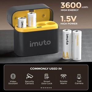 Imuto 3600mWh AA Şarj Edilebilir Lityum Pil Seti (4’lü) Hızlı Şarj Cihazı - Thumbnail