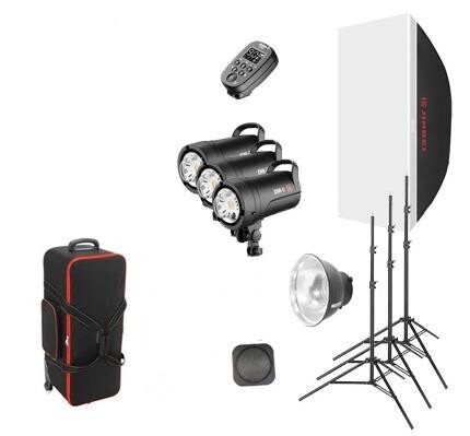 JINBEI DM6- 600w/DM4-400w PRO Dıgıtal LCD Ekran Kit 3 lü Paraflaş Set